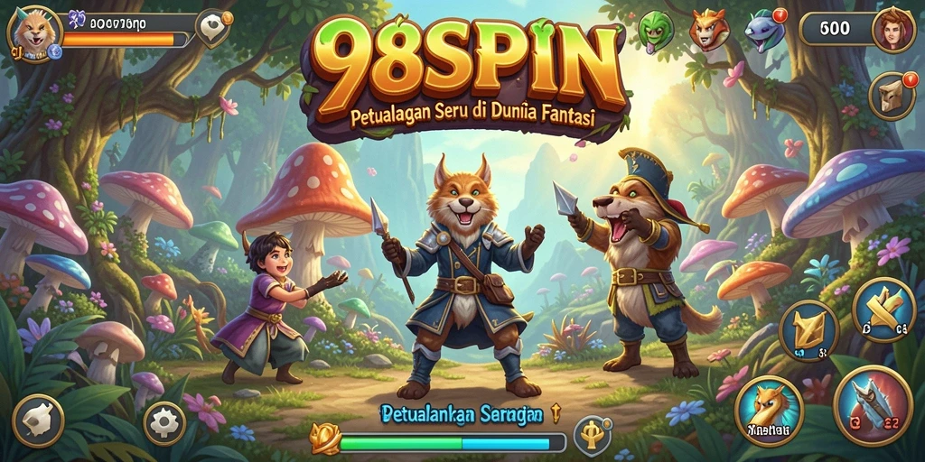 Screenshot gameplay 98SPIN yang menampilkan petualangan seru di tengah hutan.