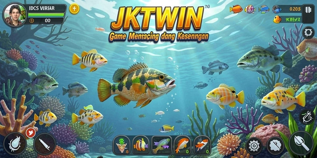 Tampilan gameplay <strong>JKTWIN</strong> yang menggambarkan pengalaman memancing yang menakjubkan.