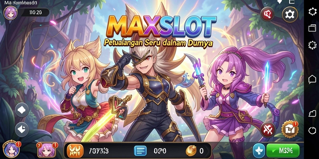 Tampilan gameplay seru dari MAXSLOT dengan karakter anime.