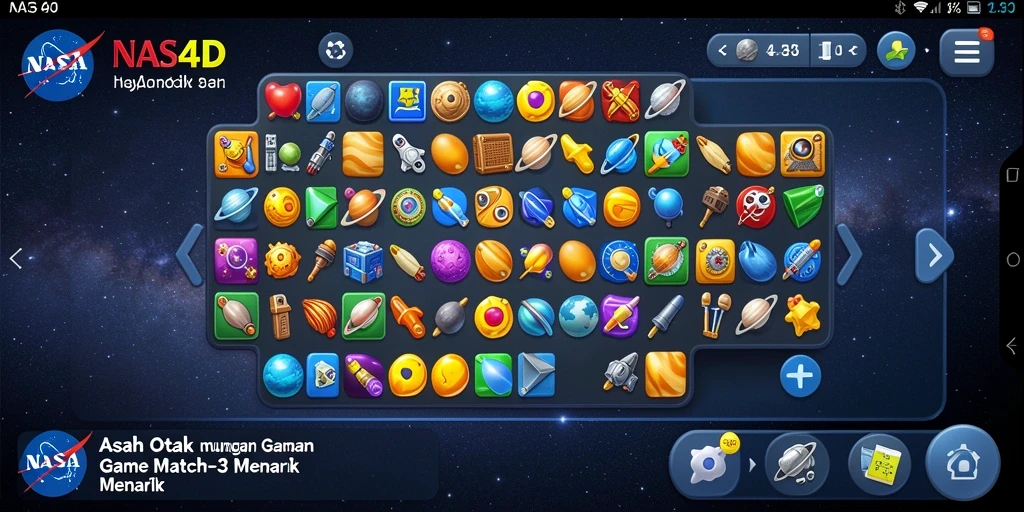 Tampilan gameplay menarik dari NASA4D dengan grafis Match-3 yang menawan.