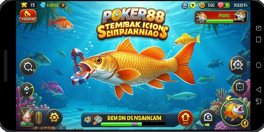 Screenshot POKER88 menampilkan aksi menembak ikan yang mendebarkan.