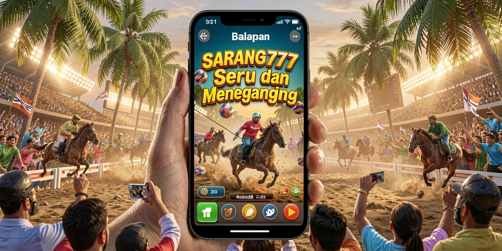 Tampilan gameplay yang menegangkan dalam SARANG777 saat balapan.